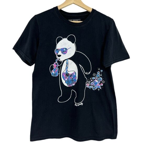 Riot Society Panda T-Shirt Small mens graphic tee farting bubbles black unisex - Picture 5 of 5